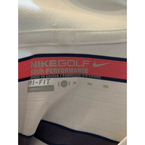 NIKE Golf Polo DRI FIT Sz xl Striped Blue Pink White Short Sleeve STRETCH Men - Picture 5 of 5